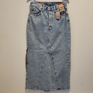 Levi's Maxi Denim Skirt Light Wash | 100% Cotton | Button Front | A-Line | NWT F